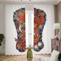 Japanese Dragon And Phoenix Tattoo Print Dimout Pencil Pleat Curtains