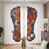 Japanese Dragon And Phoenix Tattoo Print Blackout Pencil Pleat Curtains