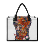 Japanese Dragon And Phoenix Tattoo Print Canvas Tote Bag