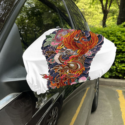 Japanese Dragon And Phoenix Tattoo Print Car Side Mirror Covers