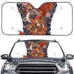 Japanese Dragon And Phoenix Tattoo Print Car Windshield Sun Shade