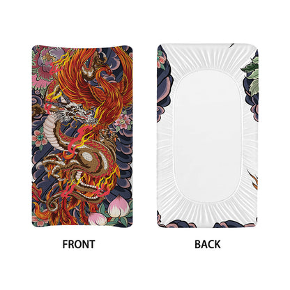 Japanese Dragon And Phoenix Tattoo Print Changing Pad Cover