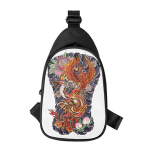 Japanese Dragon And Phoenix Tattoo Print Chest Bag