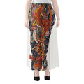 Japanese Dragon And Phoenix Tattoo Print Chiffon Maxi Skirt