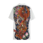 Japanese Dragon And Phoenix Tattoo Print Cotton Hawaiian Shirt