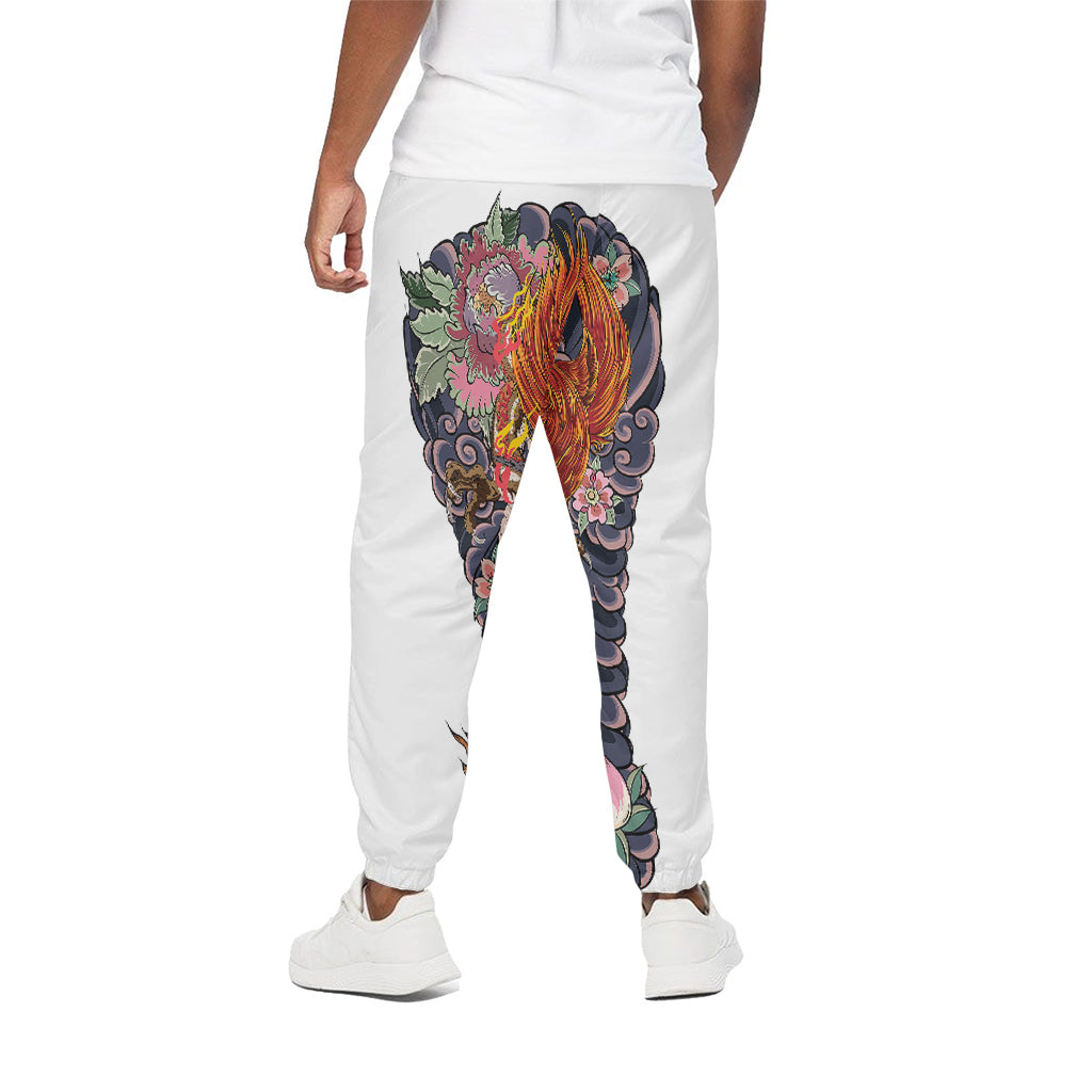 Japanese Dragon And Phoenix Tattoo Print Cotton Pants