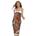 Japanese Dragon And Phoenix Tattoo Print Cross Back Cami Dress