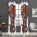 Japanese Dragon And Phoenix Tattoo Print Curtain