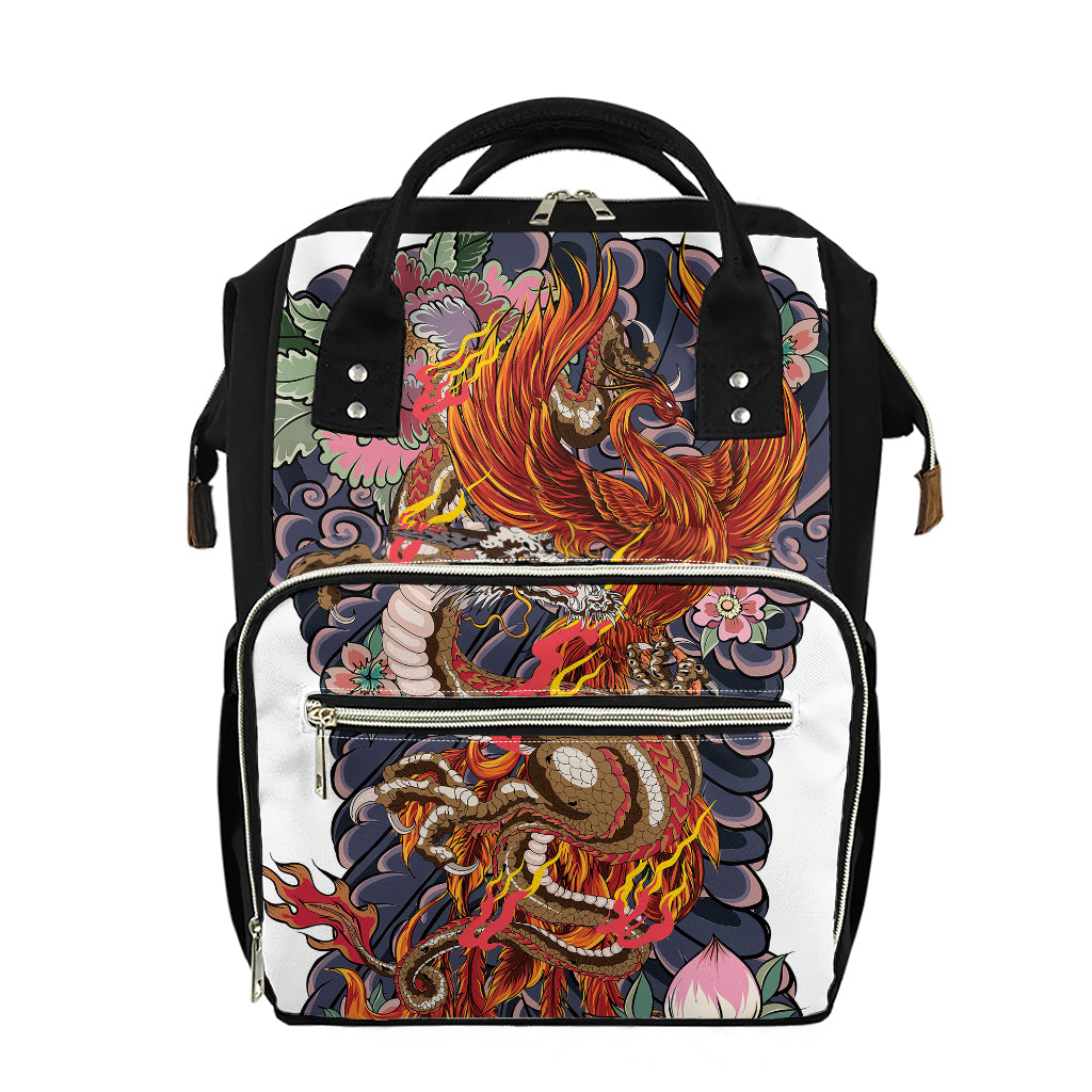 Japanese Dragon And Phoenix Tattoo Print Diaper Bag