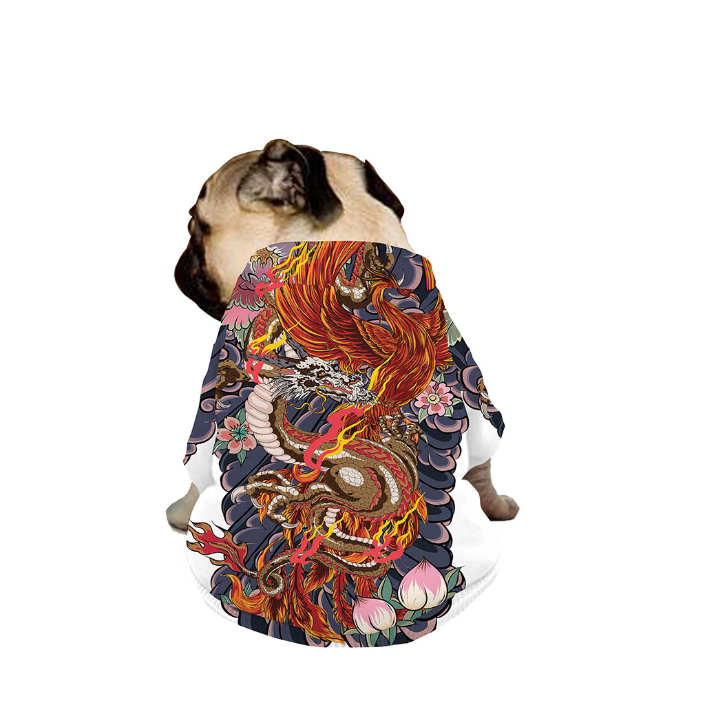 Japanese Dragon And Phoenix Tattoo Print Dog Zip Up Jacket