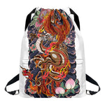 Japanese Dragon And Phoenix Tattoo Print Drawstring Backpack