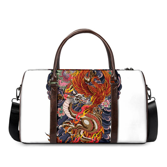 Japanese Dragon And Phoenix Tattoo Print Duffle Bag