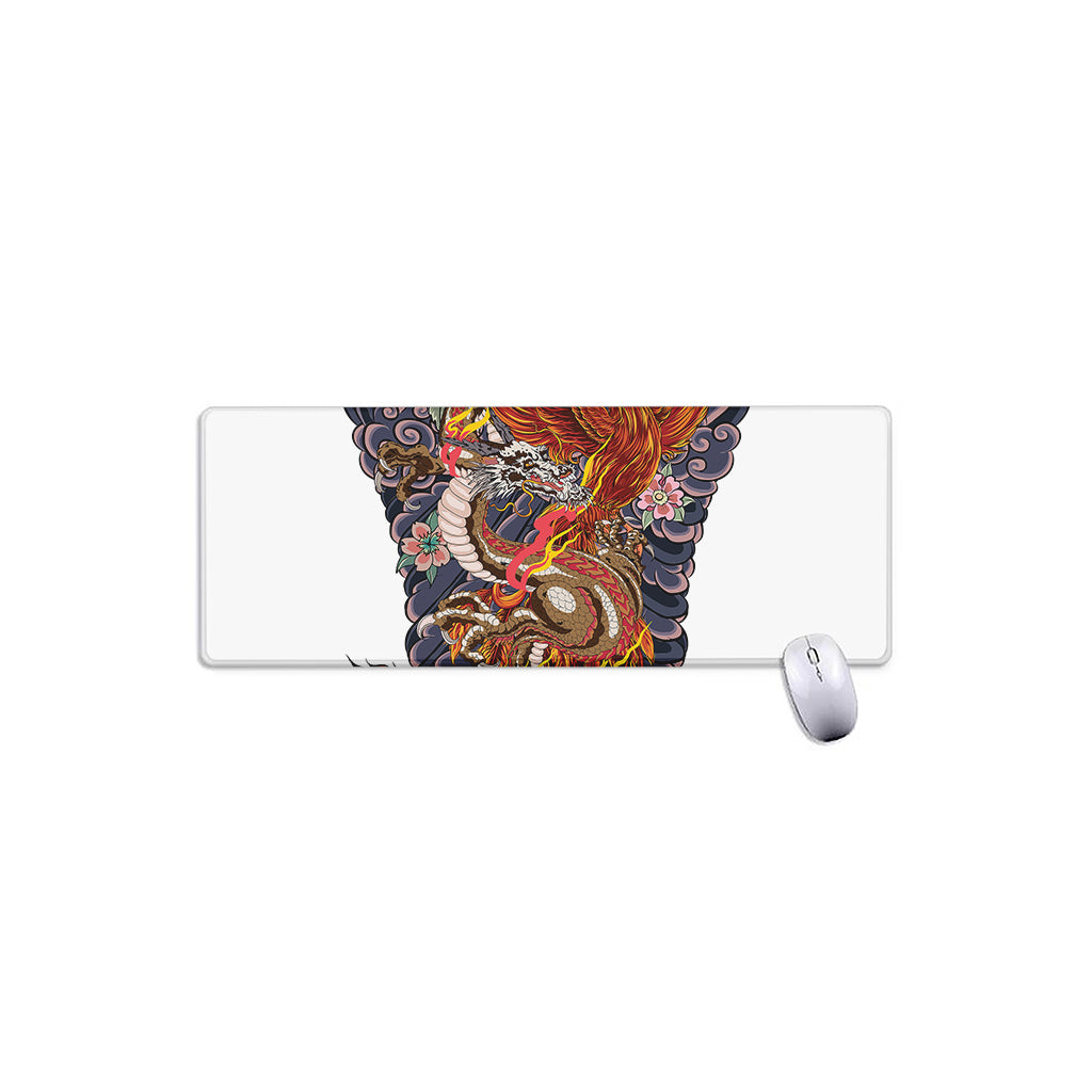 Japanese Dragon And Phoenix Tattoo Print Extended Mouse Pad