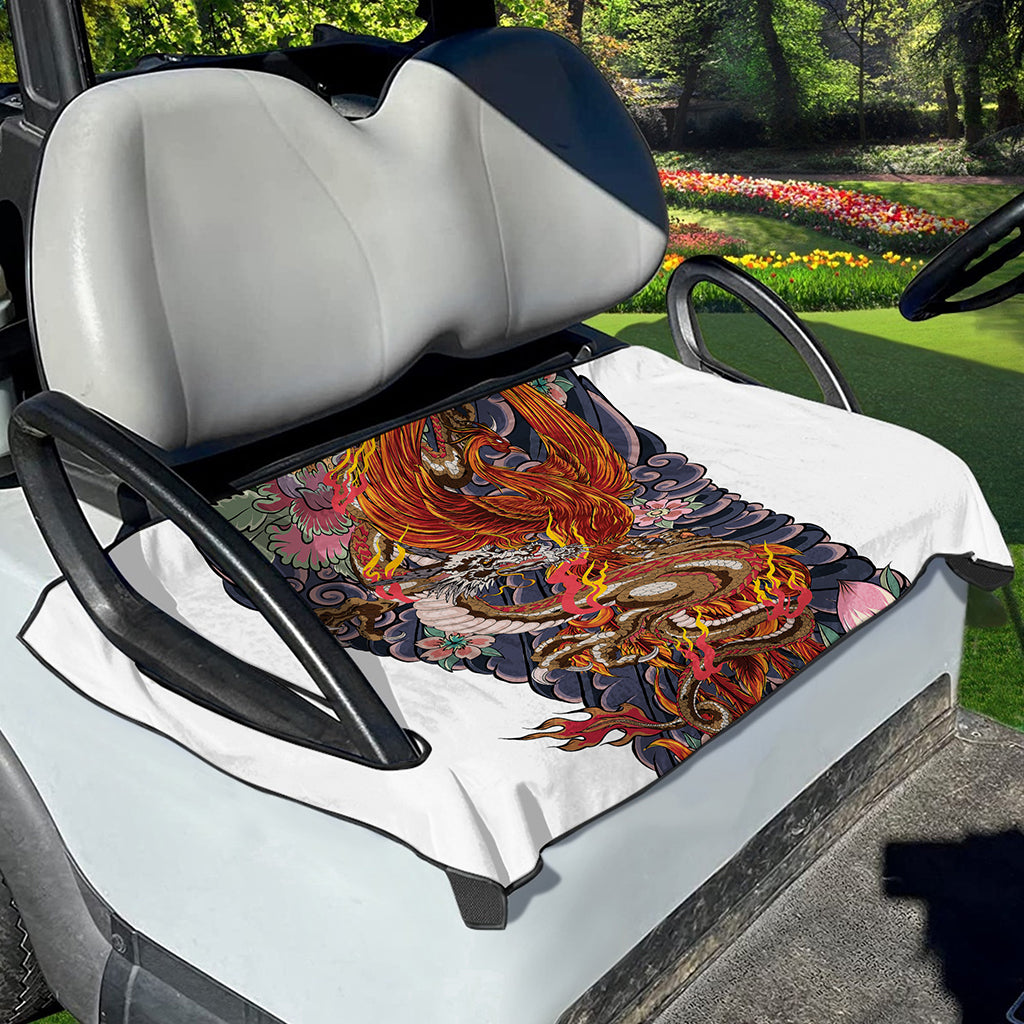 Japanese Dragon And Phoenix Tattoo Print Golf Cart Seat Cover