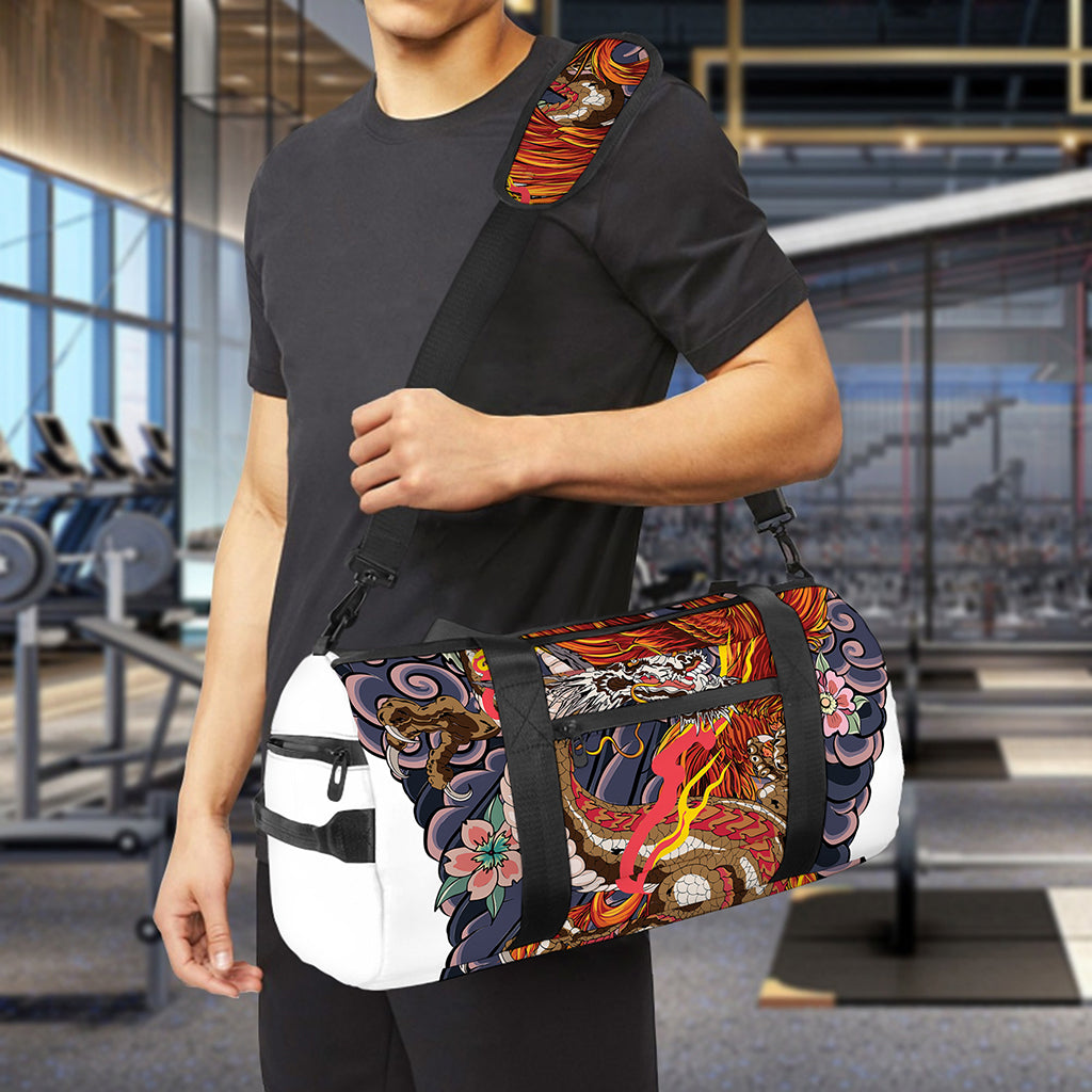 Japanese Dragon And Phoenix Tattoo Print Gym Bag