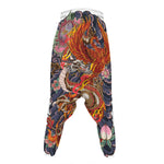 Japanese Dragon And Phoenix Tattoo Print Hammer Pants