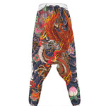 Japanese Dragon And Phoenix Tattoo Print Hammer Pants