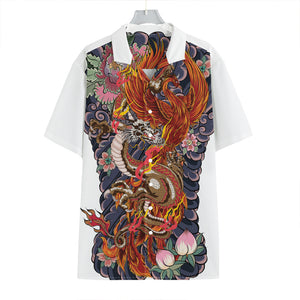 Japanese Dragon And Phoenix Tattoo Print Hawaiian Shirt