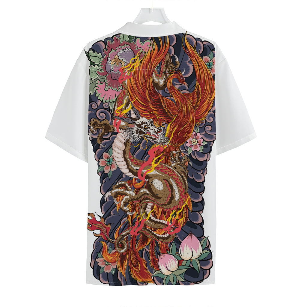 Japanese Dragon And Phoenix Tattoo Print Hawaiian Shirt