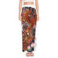 Japanese Dragon And Phoenix Tattoo Print High Slit Maxi Skirt
