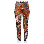 Japanese Dragon And Phoenix Tattoo Print High-Waisted Pocket Leggings