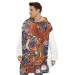 Japanese Dragon And Phoenix Tattoo Print Hoodie Blanket