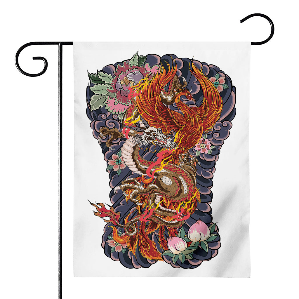 Japanese Dragon And Phoenix Tattoo Print House Flag