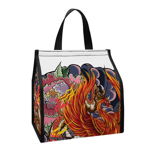 Japanese Dragon And Phoenix Tattoo Print Insulated Lunch Tote