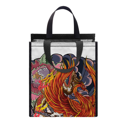 Japanese Dragon And Phoenix Tattoo Print Insulated Lunch Tote