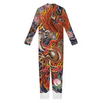 Japanese Dragon And Phoenix Tattoo Print Jumpsuit