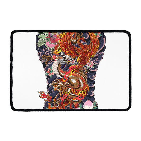 Japanese Dragon And Phoenix Tattoo Print Kitchen Mat