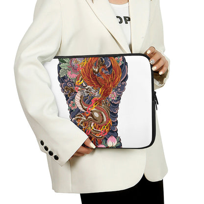 Japanese Dragon And Phoenix Tattoo Print Laptop Sleeve