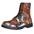 Japanese Dragon And Phoenix Tattoo Print Lace-Up Boots