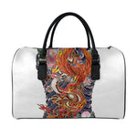 Japanese Dragon And Phoenix Tattoo Print Leather Duffle Bag