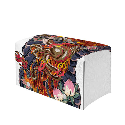Japanese Dragon And Phoenix Tattoo Print Leather Tissue Box Cover