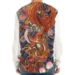 Japanese Dragon And Phoenix Tattoo Print Long Sleeve Baseball Jersey