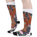 Japanese Dragon And Phoenix Tattoo Print Long Socks