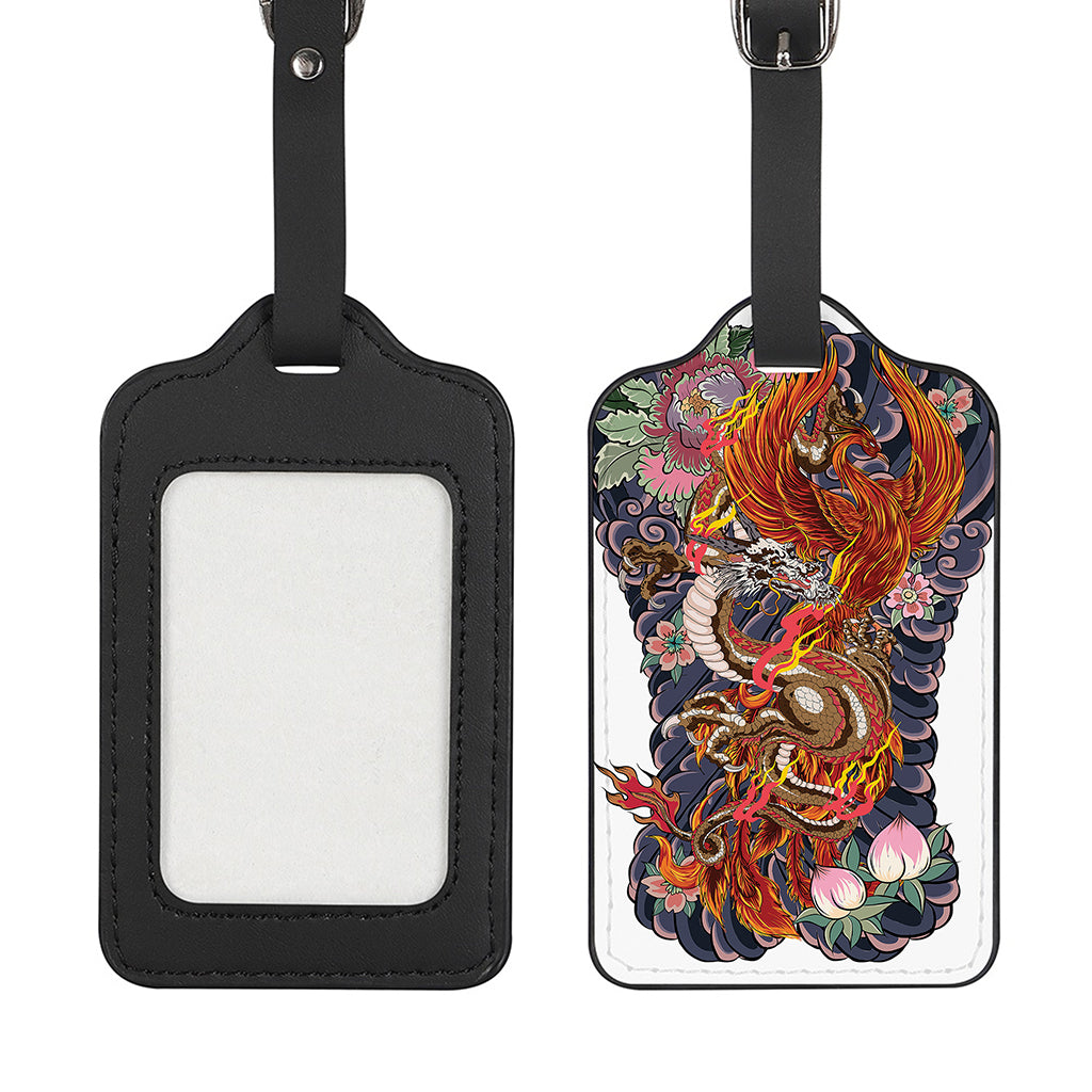 Japanese Dragon And Phoenix Tattoo Print Luggage Tag