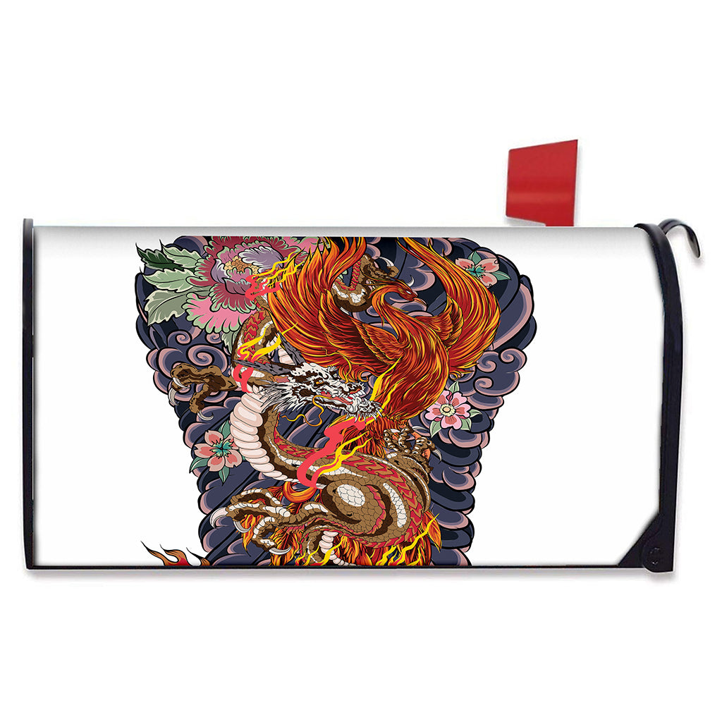 Japanese Dragon And Phoenix Tattoo Print Mailbox Cover
