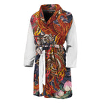 Japanese Dragon And Phoenix Tattoo Print Men's Bathrobe