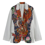 Japanese Dragon And Phoenix Tattoo Print Men's Blazer