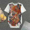 Japanese Dragon And Phoenix Tattoo Print Men's Bodysuit