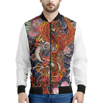 Japanese Dragon And Phoenix Tattoo Print Men's Bomber Jacket