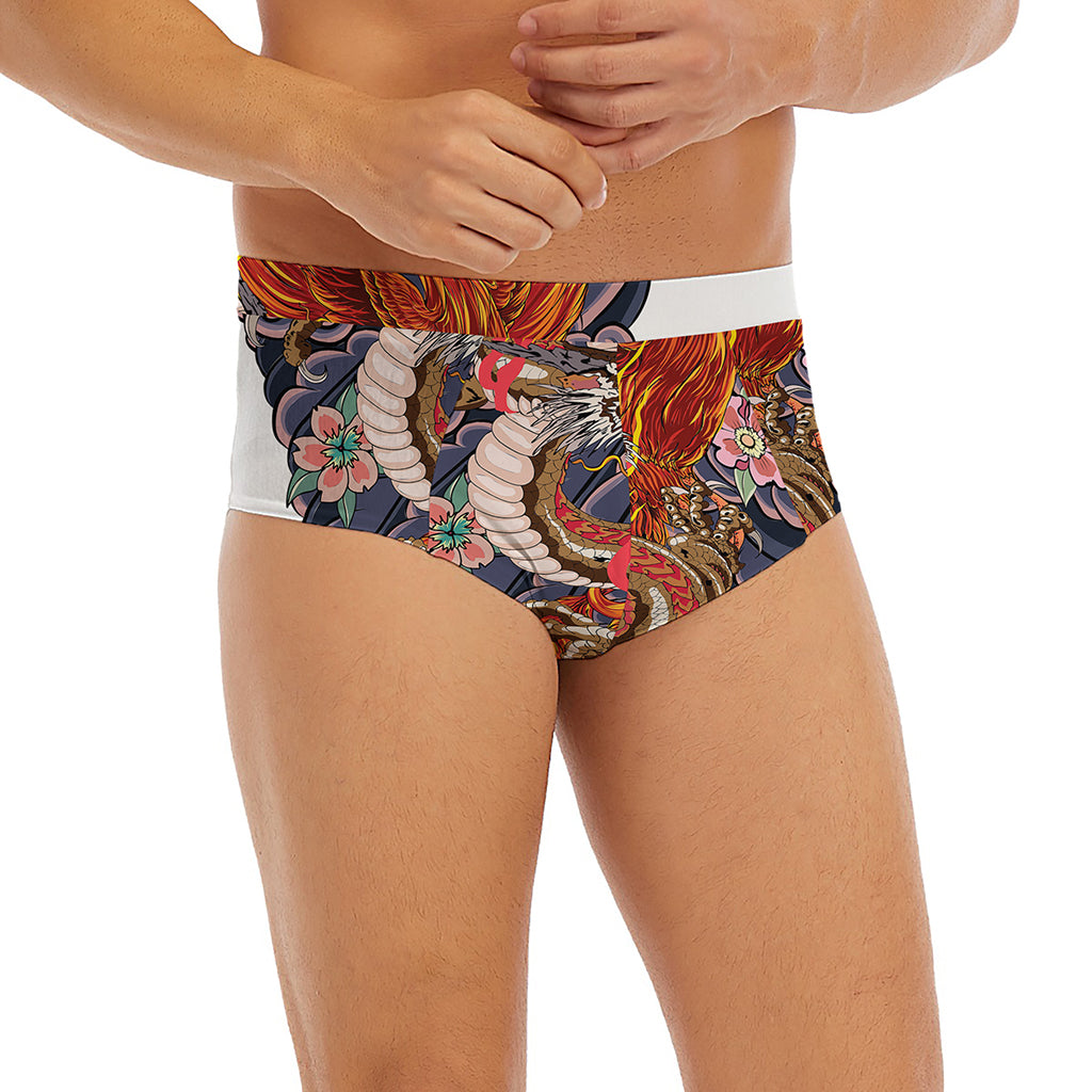 Japanese Dragon And Phoenix Tattoo Print Men's Briefs