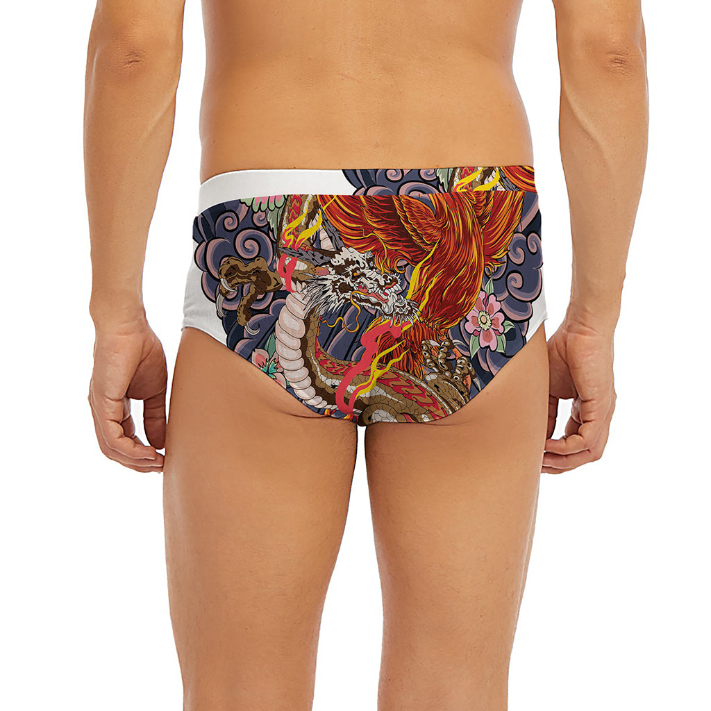 Japanese Dragon And Phoenix Tattoo Print Men's Briefs