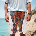 Japanese Dragon And Phoenix Tattoo Print Men's Cargo Shorts