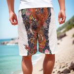 Japanese Dragon And Phoenix Tattoo Print Men's Cargo Shorts