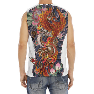 Japanese Dragon And Phoenix Tattoo Print Men's Fitness Tank Top
