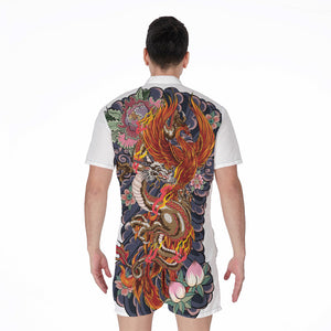 Japanese Dragon And Phoenix Tattoo Print Men's Rompers