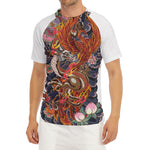 Japanese Dragon And Phoenix Tattoo Print Men's Short Sleeve Rash Guard